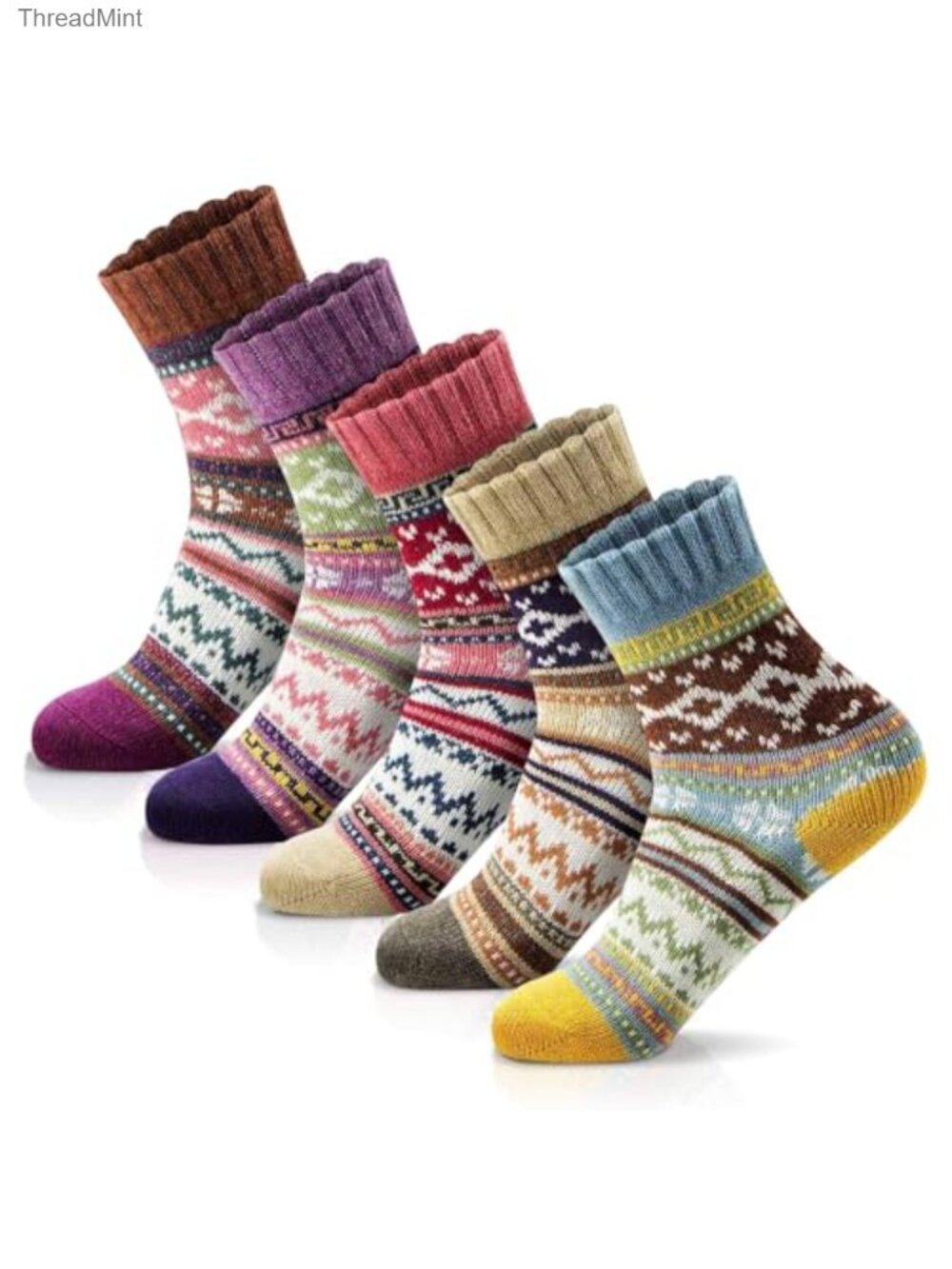 Wool Blend Thick Warm Winter Crew Socks for Women Hiking Gift